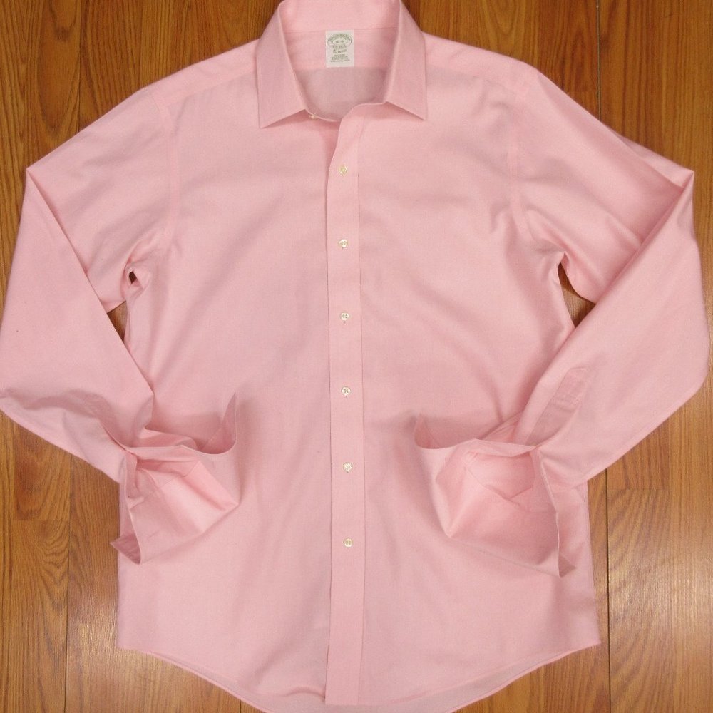 BROOKS BROTHERS CLASSIC FIT FRENCH CUFF 100% COTTON SHIRT PALE PINK Sz LARGE, L - Picture 1 of 4